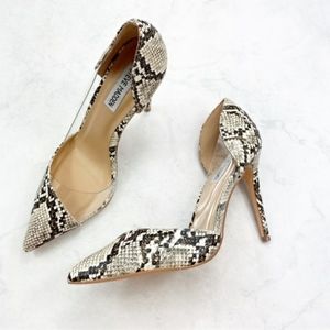 Steven Madden Black & White snake print heels